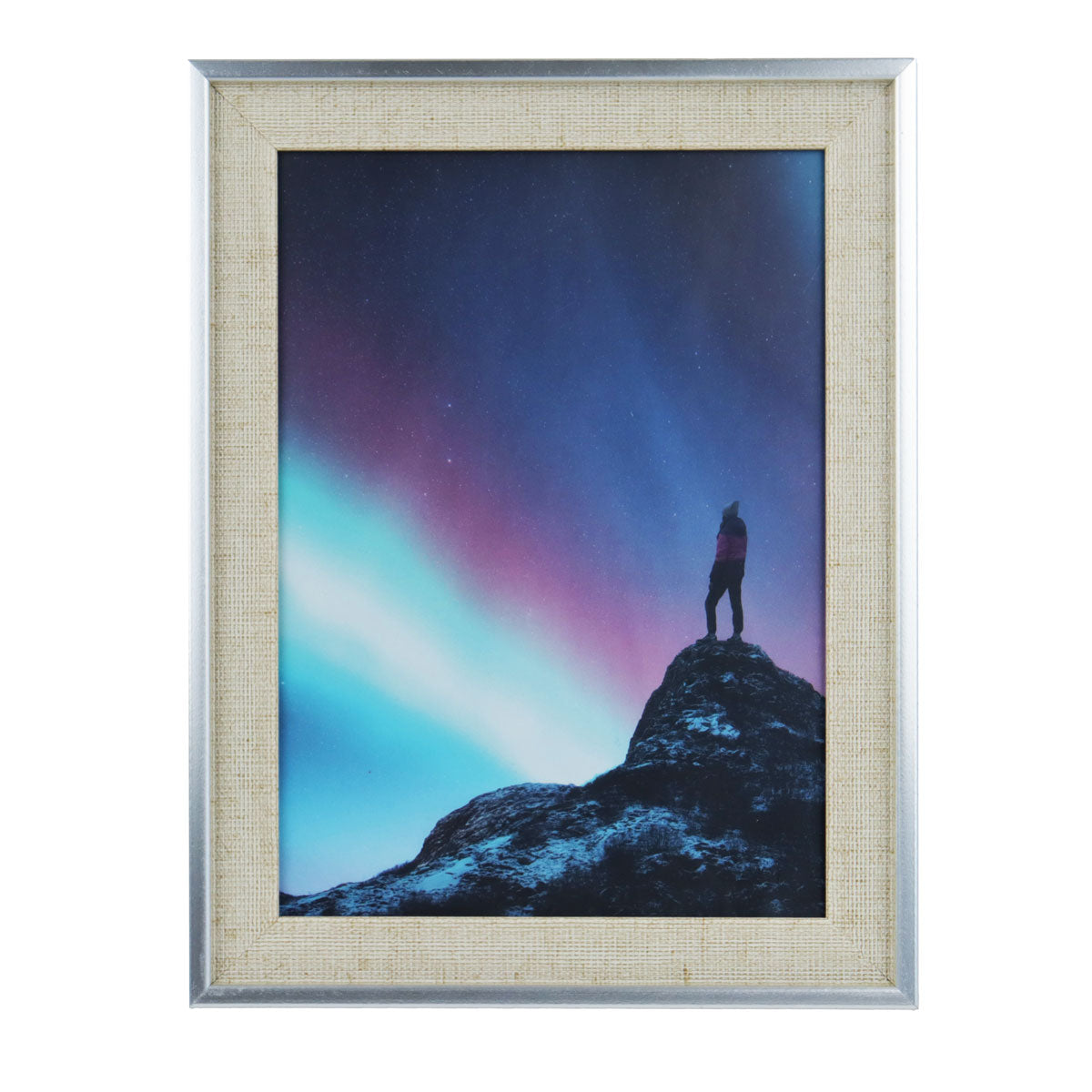 Portarretrato Clásico, Color Beige y Plata, 12x17cm