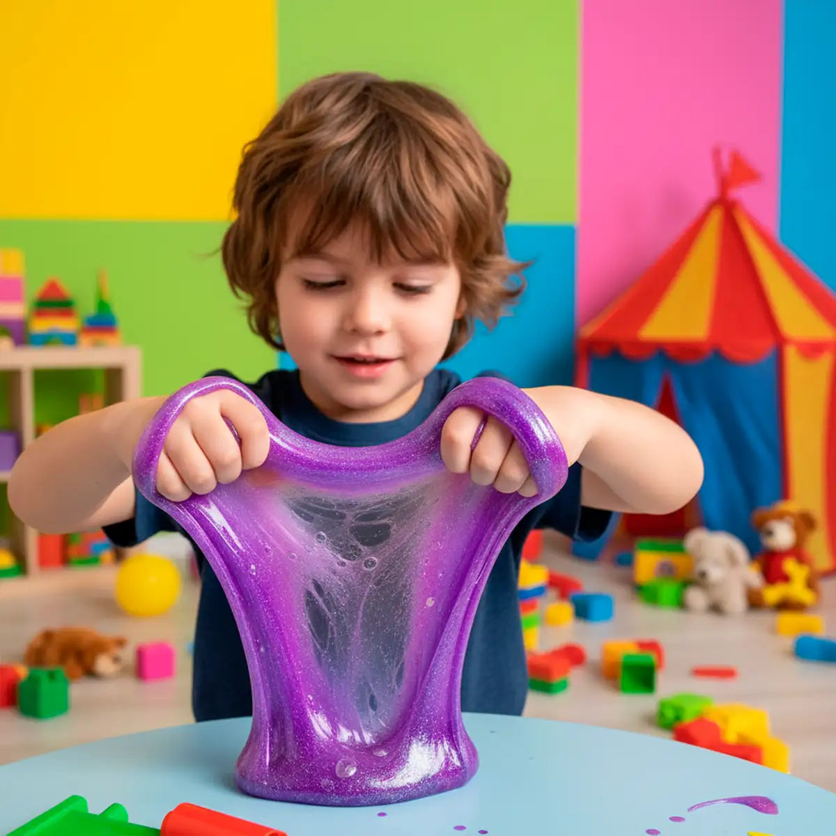 Slime, Gatito, Color Morado y Verde