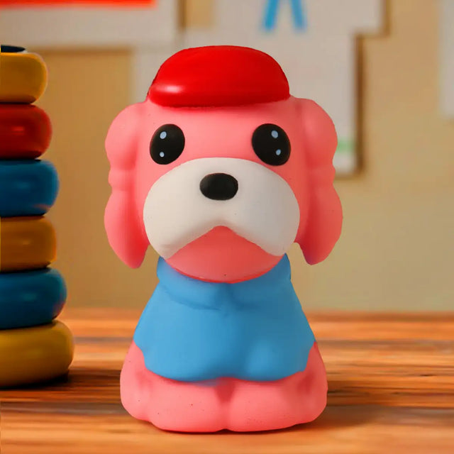 Squishy Antiestrés, Perrito con Sombrero, Color Rosa