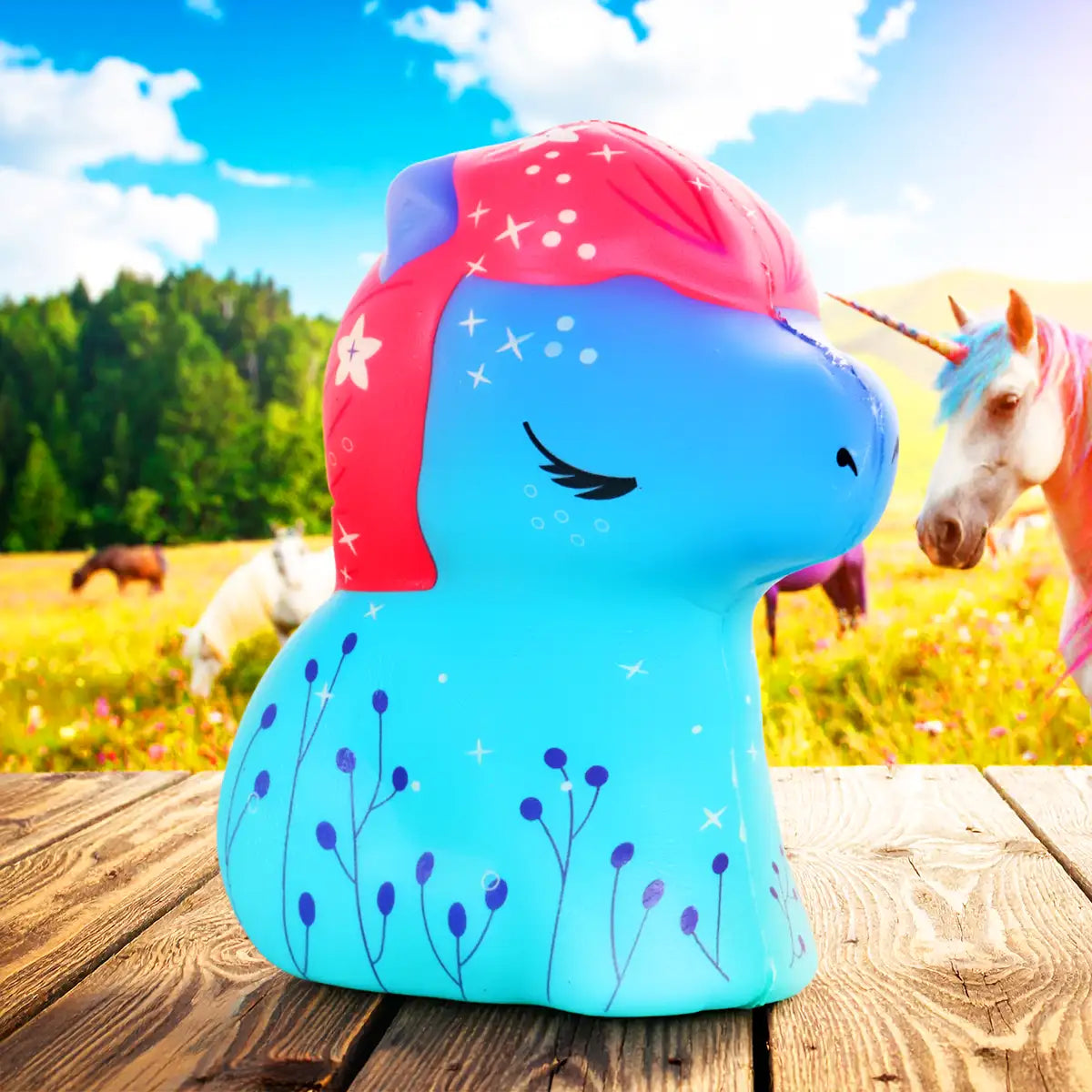 Squishy Antiestrés, Corcel, Color Rosa y Verde