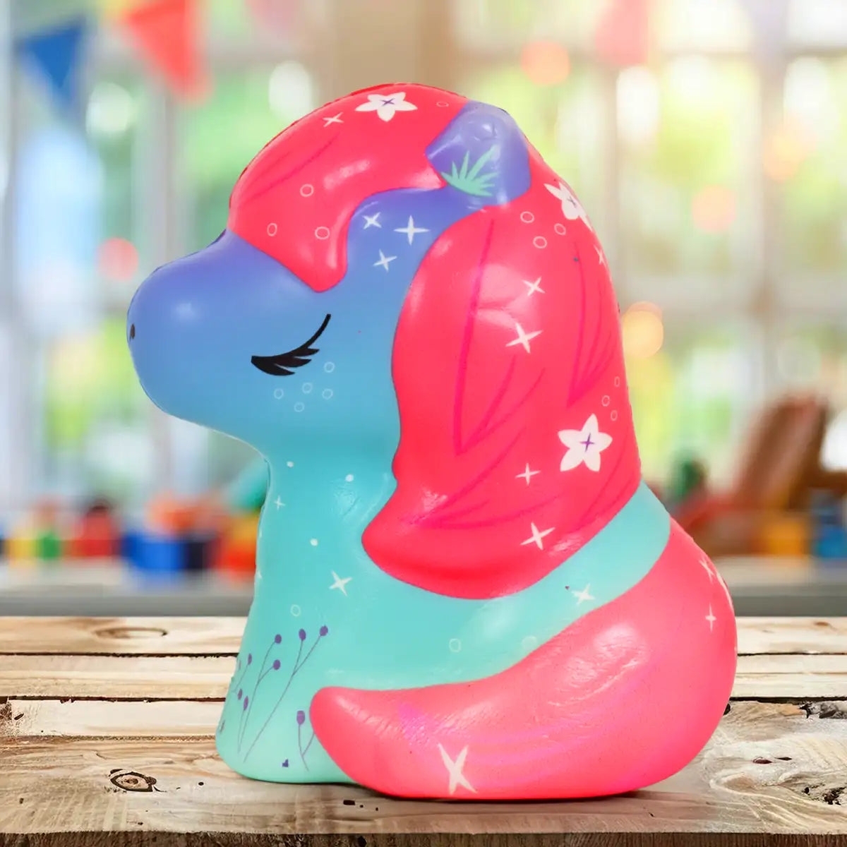 Squishy Antiestrés, Corcel, Color Rosa y Verde