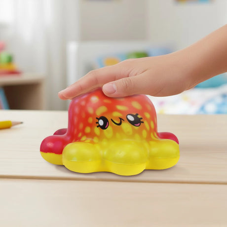 Squishy Antiestrés, Pulpo, Color Amarillo y Rosa