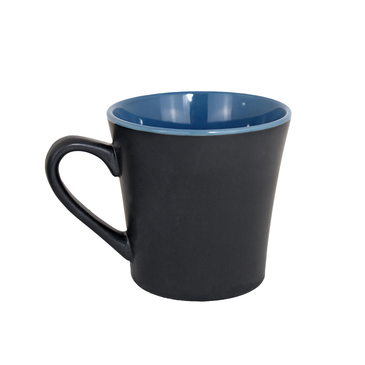 Taza de Cerámica Negra con Interior Azul