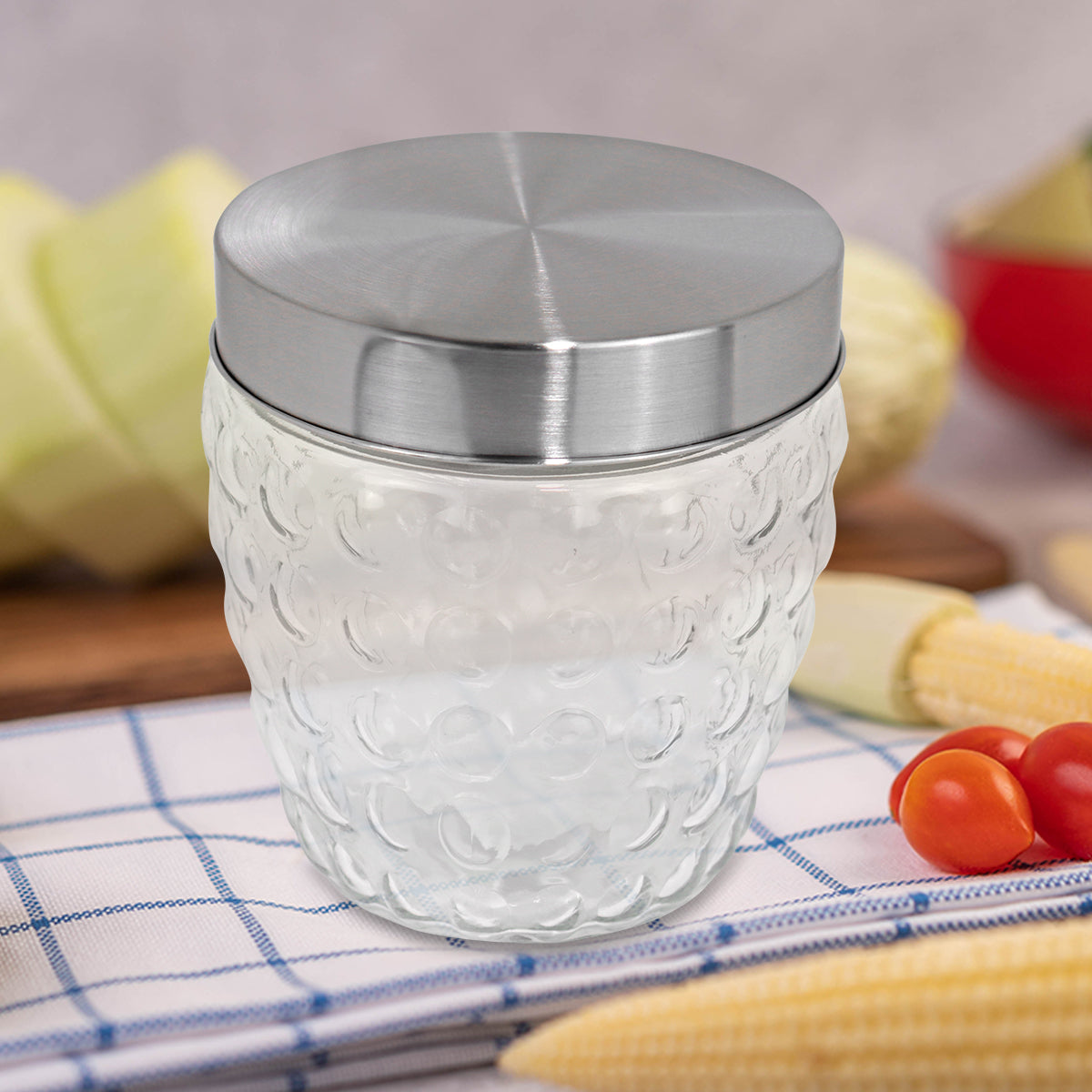 Frasco de Vidrio con Tapa Plateada, Capacidad 700 ml