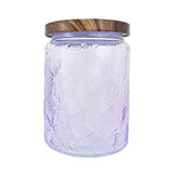 Frasco de Vidrio Texturizado con Tapa, Color Morado, Capacidad 700 ml