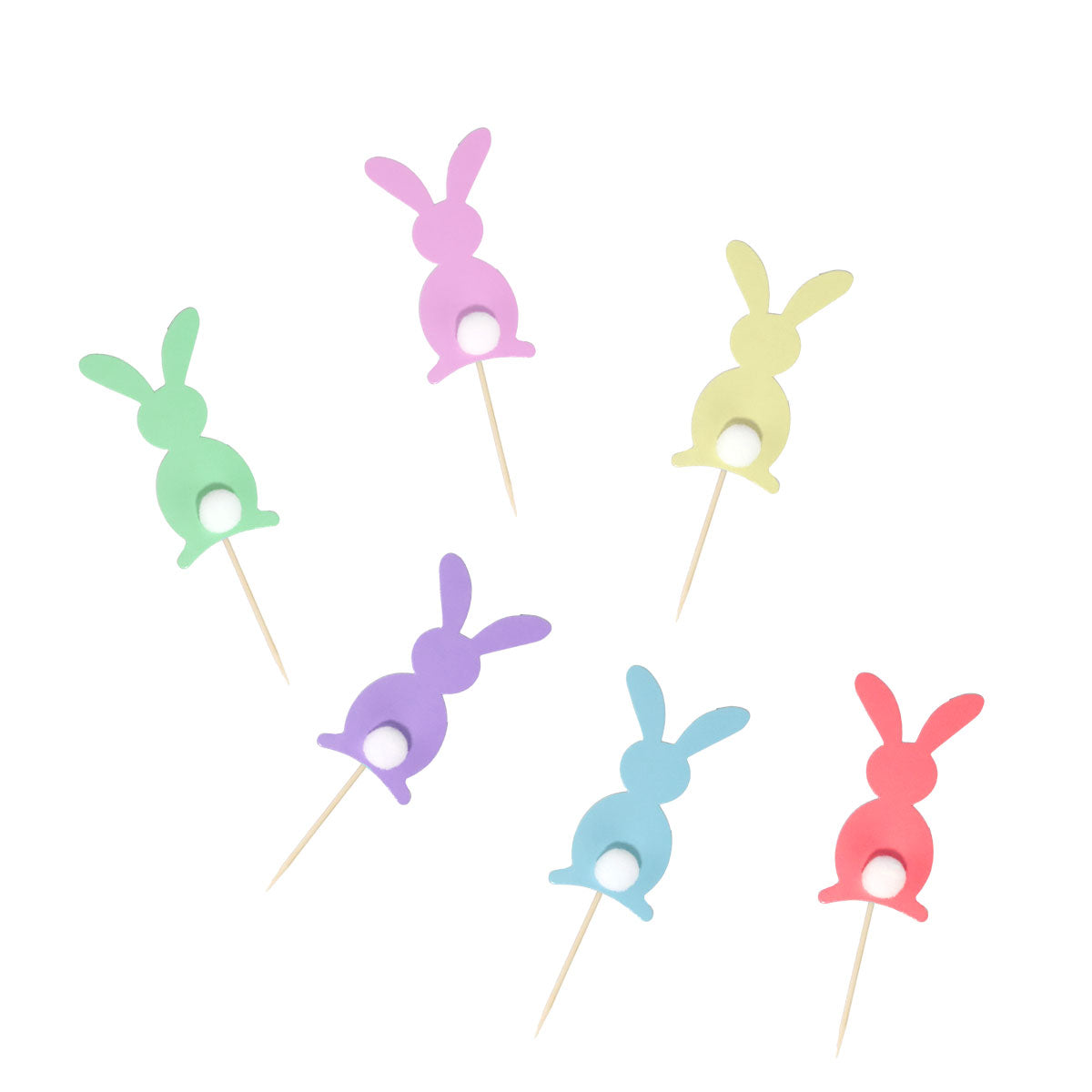 Toppers de Pastel Conejito de Pascua, Colores, 6 pzas