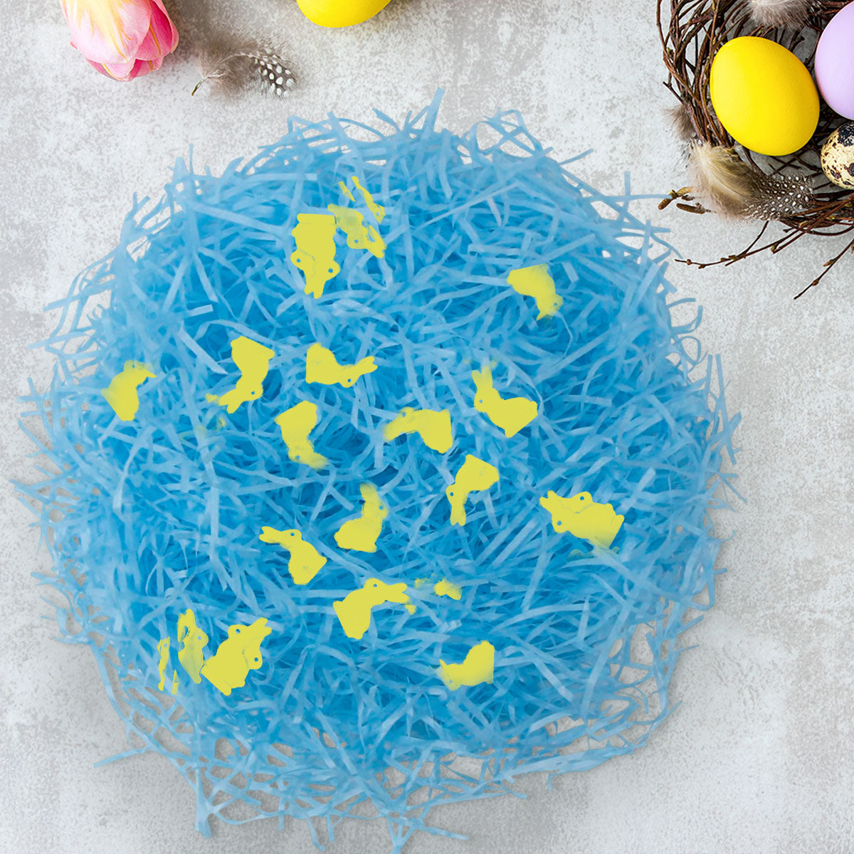 Pasto Decorativo con Confetti "Happy Easter", Color Azul, 43gr