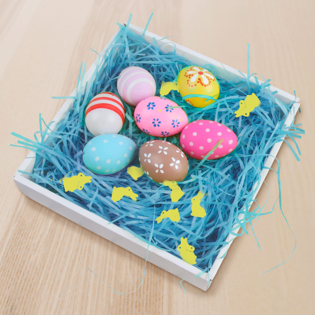 Pasto Decorativo con Confetti "Happy Easter", Color Azul, 43gr