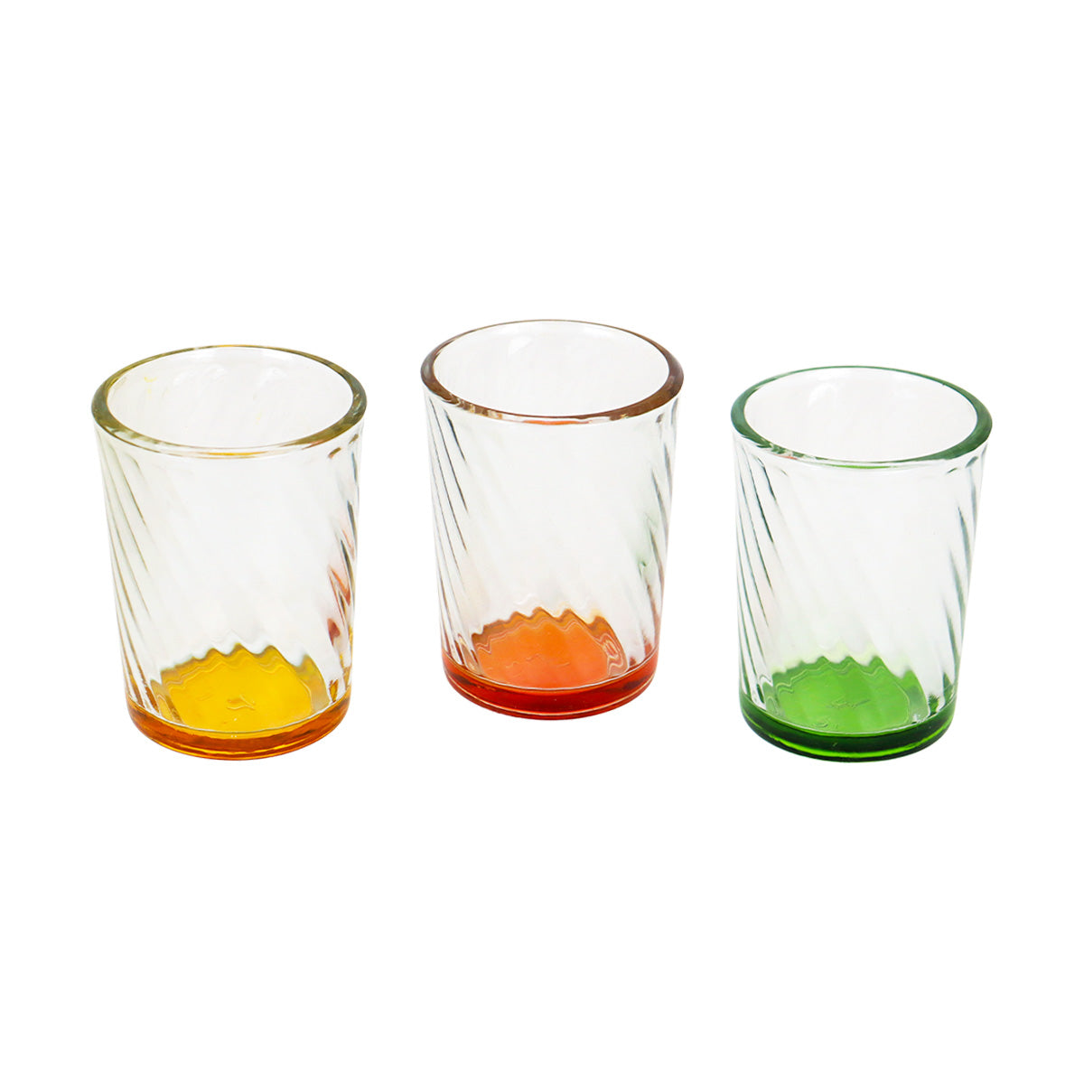 Juego de Vasos Cristal Transparente con Colores, 4 pzas