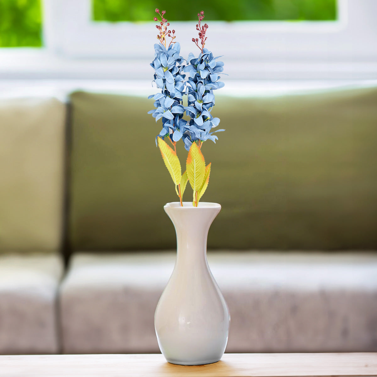 Vara de Flor Artificial Decorativa, Color Azul, 57 cm