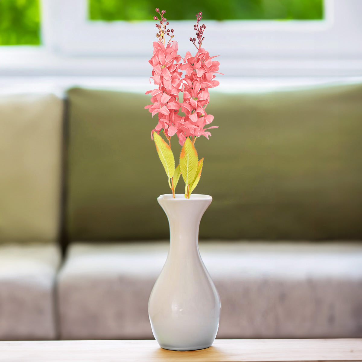 Vara de Flor Artificial Decorativa, Color Rosa, 57 cm