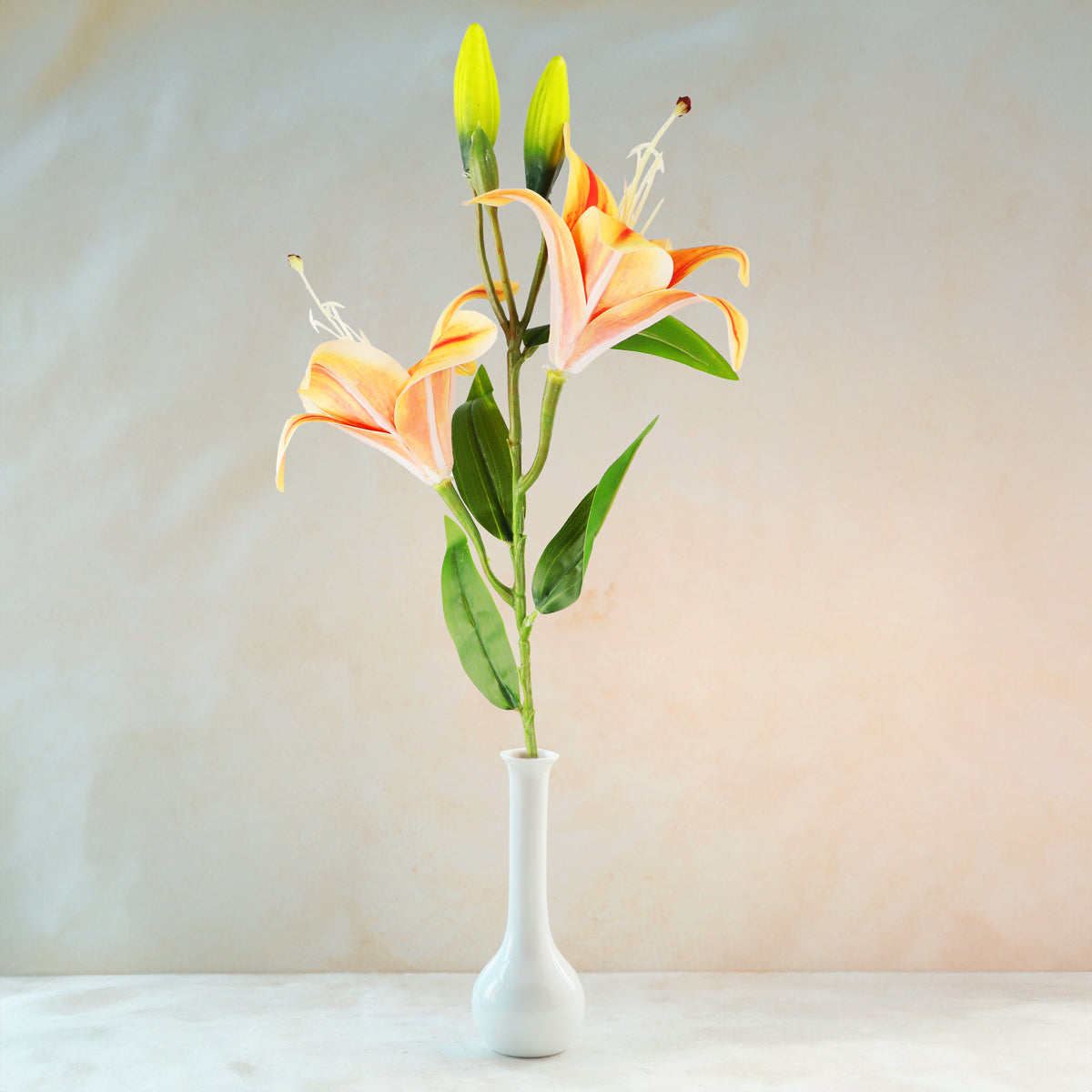 Flores Artificiales, Lirio, Color Durazno