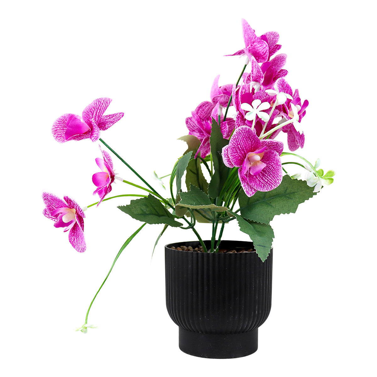 Maceta con Flor Artificial, Color Morado, 25 cm