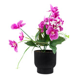 Maceta con Flor Artificial, Color Morado, 25 cm