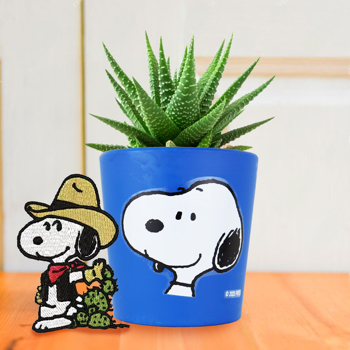 Maceta Cerámica, Snoopy, Color Azul