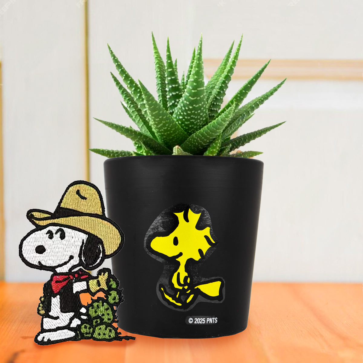 Maceta Cerámica, Emilio, Peanuts, Color Negro
