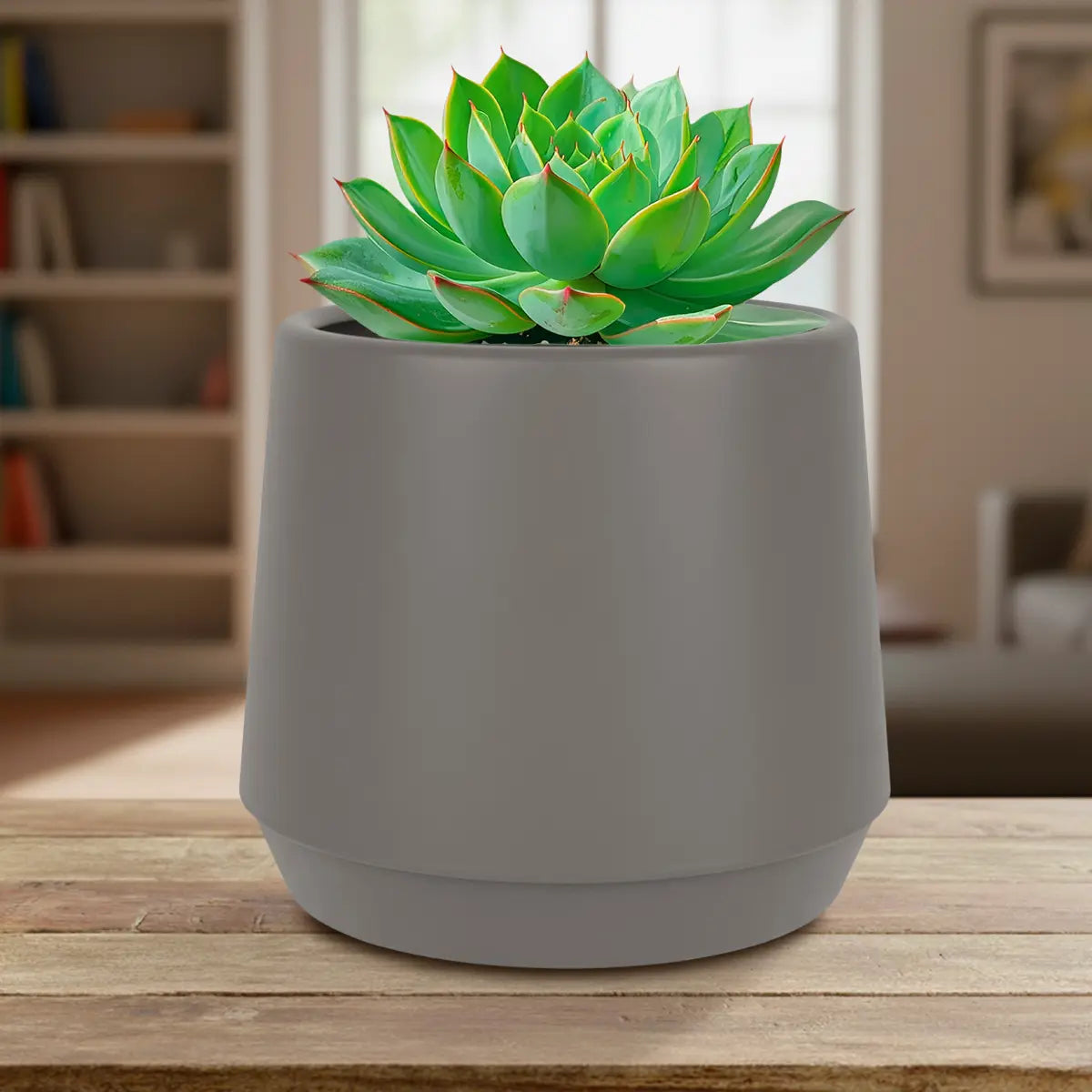 Maceta de Plástico, Color Gris, 11x11 cm