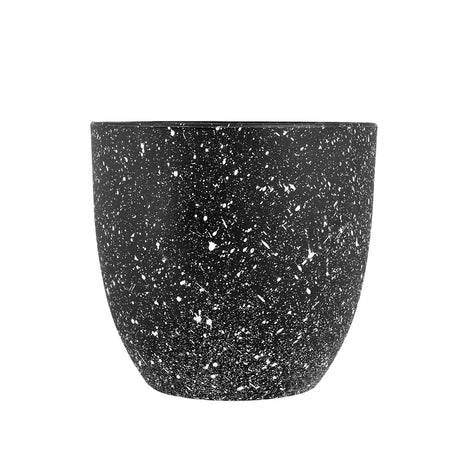 Maceta de Plástico, Diseño Puntos, Color Negro, 14x13 cm
