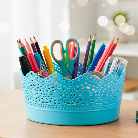 Canasta Tipo Encaje, Color Azul