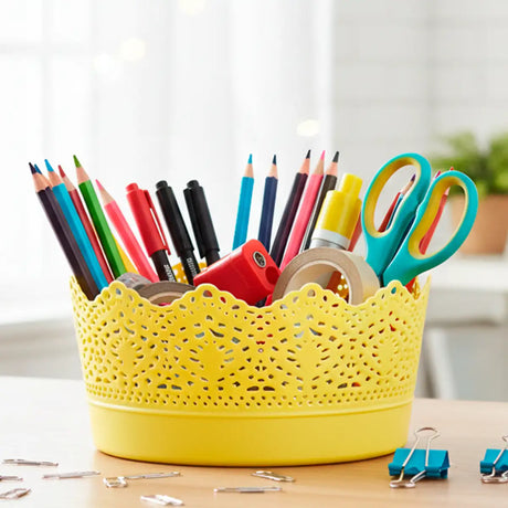 Canasta Tipo Encaje, Color Amarillo