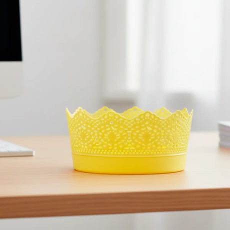 Canasta Tipo Encaje, Color Amarillo
