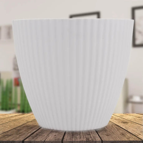 Maceta de Plástico, Textura, Color Blanco, 15x13 cm