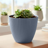 Maceta de Plástico, Textura, Color Gris, 15x13 cm