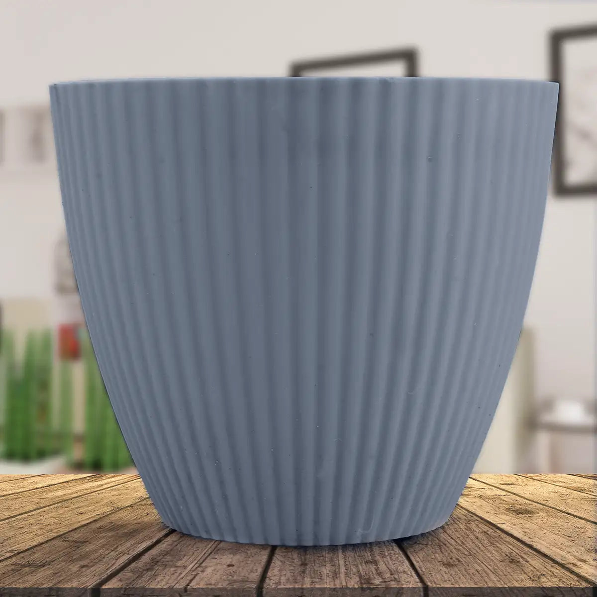 Maceta de Plástico, Textura, Color Gris, 15x13 cm