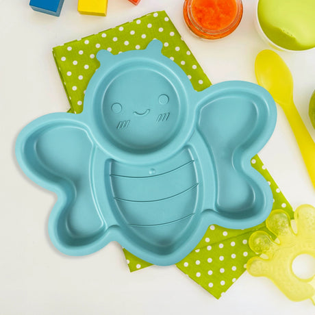 Plato Infantil con Diseño de Abeja, Color Verde