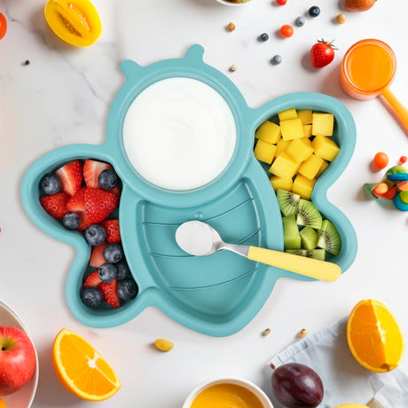 Plato Infantil con Diseño de Abeja, Color Verde