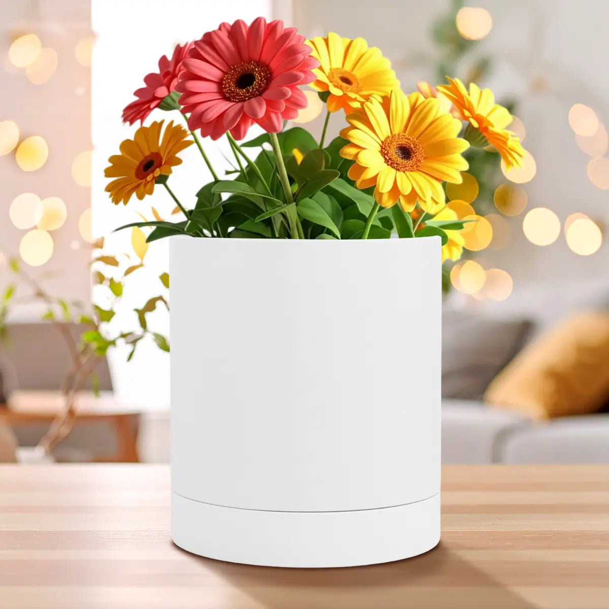 Maceta de Plástico, Color Blanco, 12x13 cm