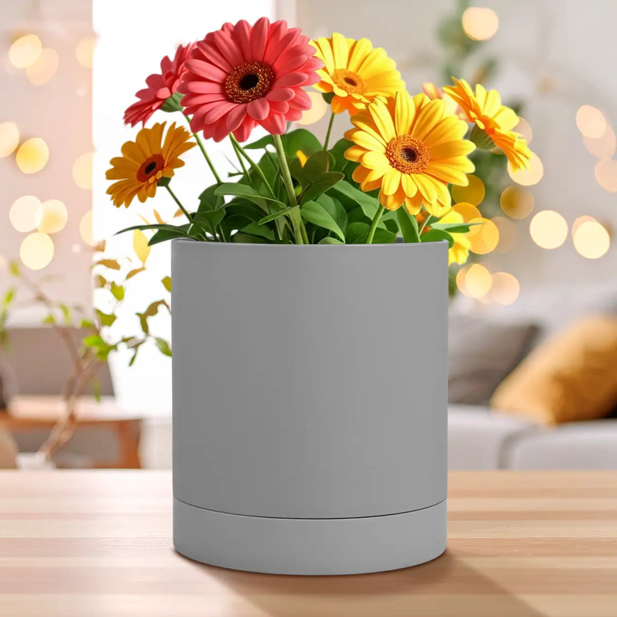 Maceta de Plástico, Color Gris, 12x13 cm