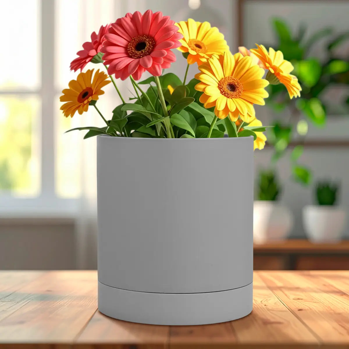 Maceta de Plástico, Color Gris, 12x13 cm