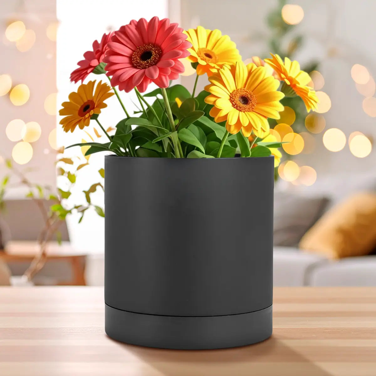 Maceta de Plástico, Color Negro, 12x13 cm