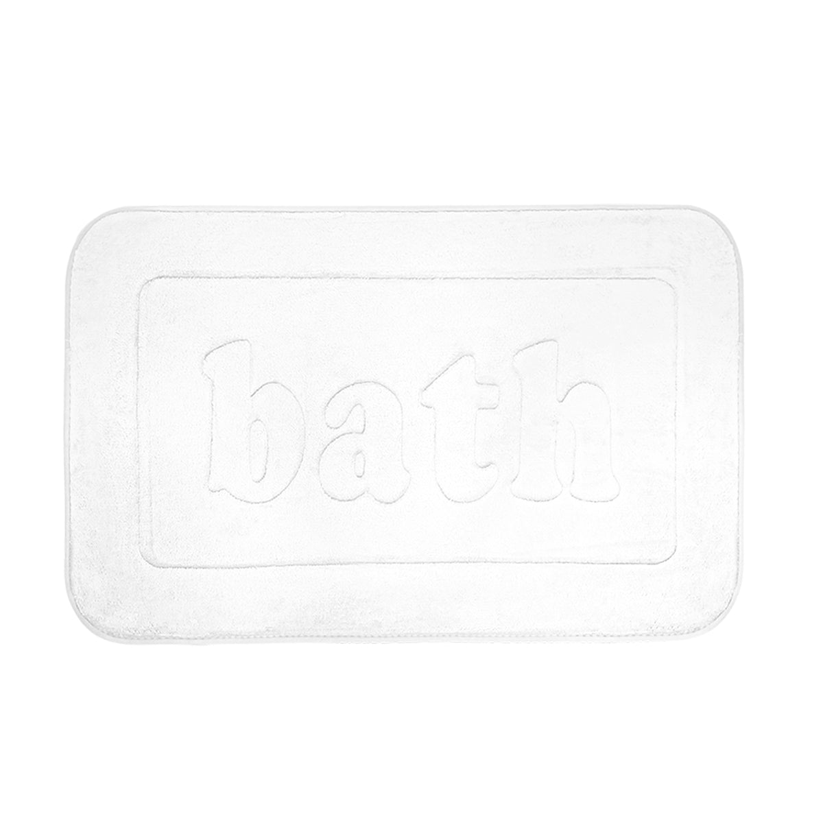 Tapete Rectangular Absorbente, Palabra "bath", Color Blanco