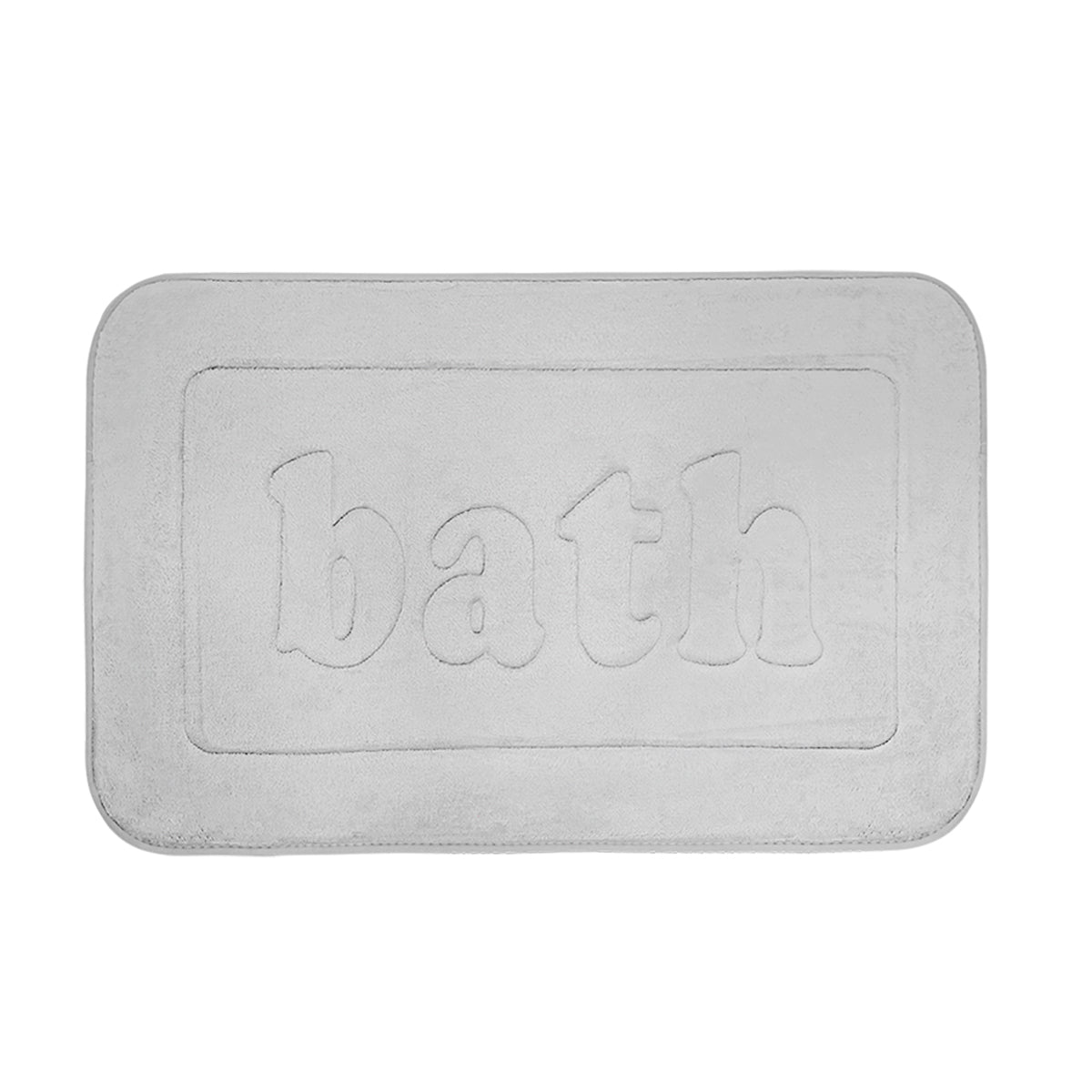 Tapete Rectangular Absorbente, Palabra "bath", Color Gris