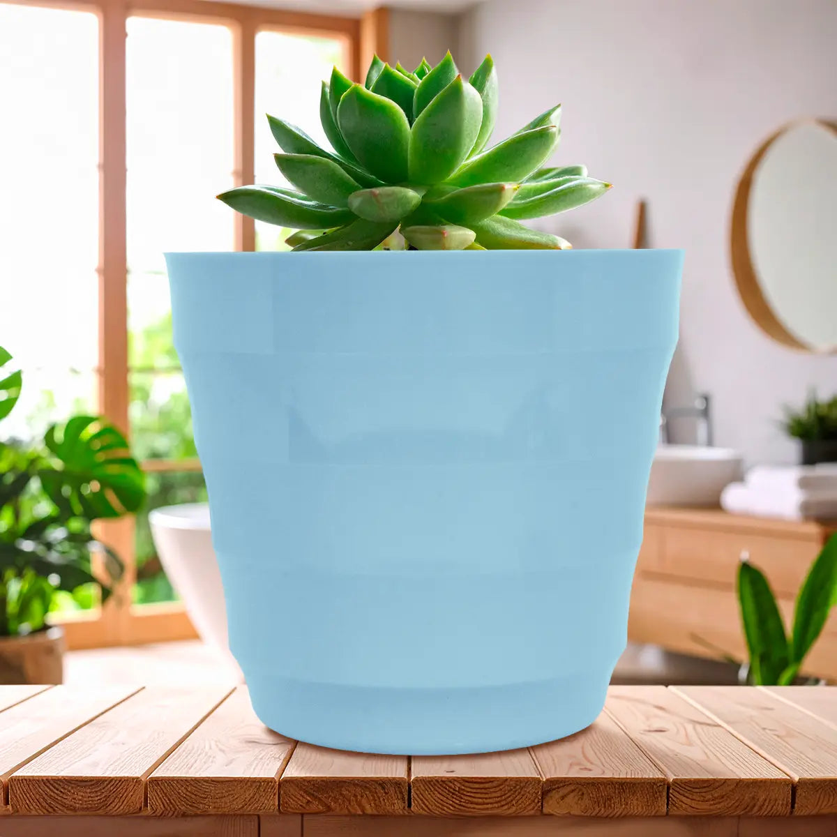 Maceta de Plástico, Color Azul, 16x15 cm