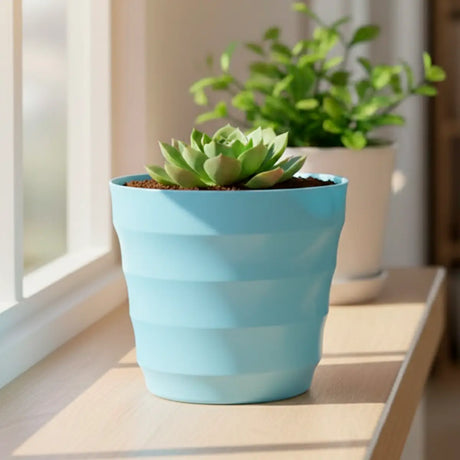 Maceta de Plástico, Color Azul, 16x15 cm