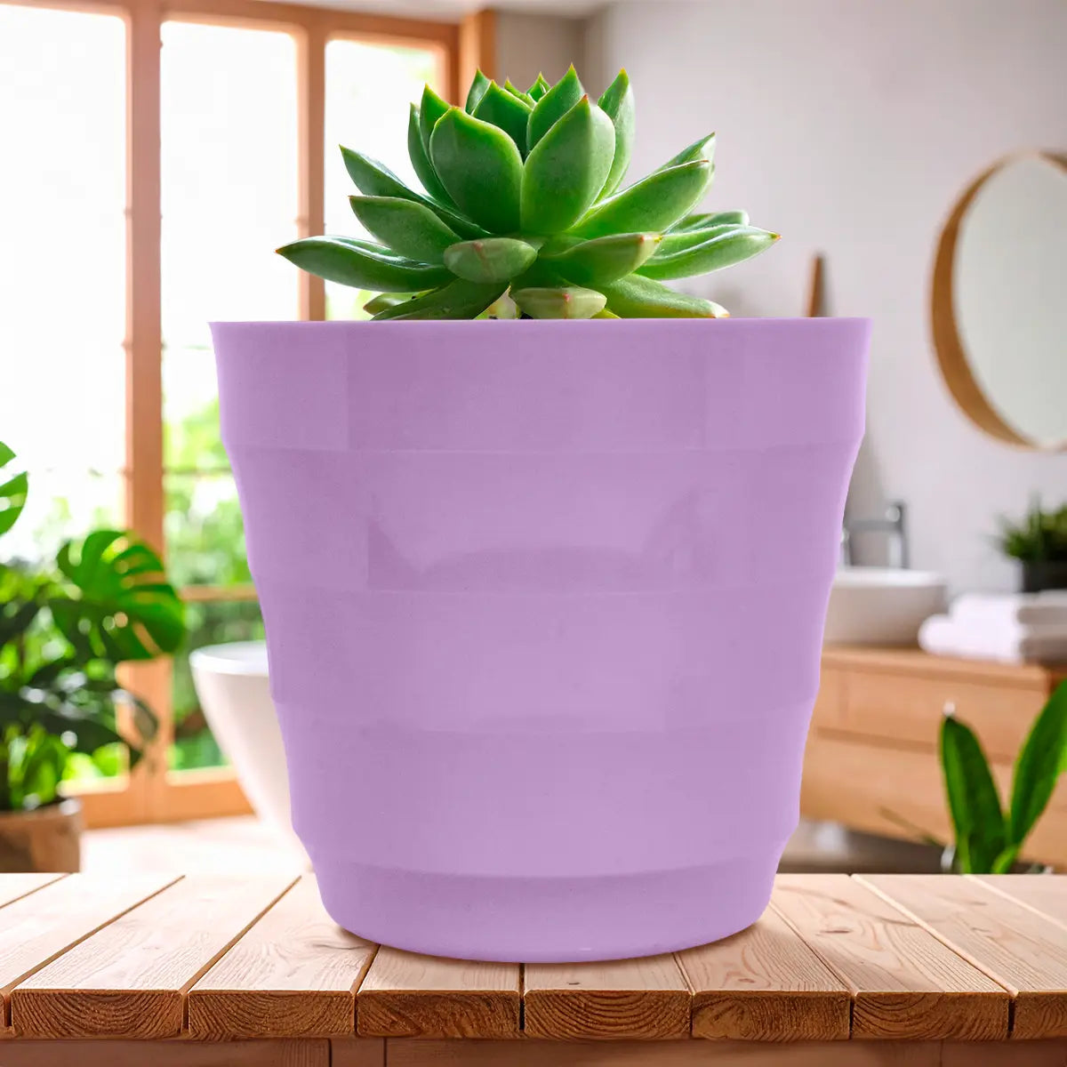 Maceta de Plástico, Color Morado, 16x15 cm