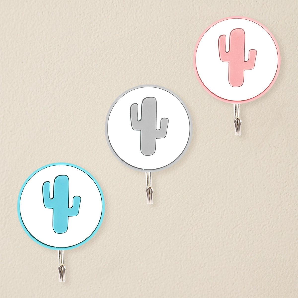 Colgadores Metálicos Circulares Autoadhesivos, Nopal, 3 pzas