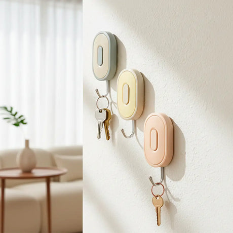 Colgadores Metálicos Ovalados Autoadhesivos, Colores, 3 pzas