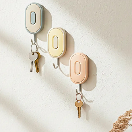 Colgadores Metálicos Ovalados Autoadhesivos, Colores, 3 pzas