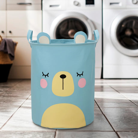 Cesto de Lavandería, Diseño Oso, Color Azul