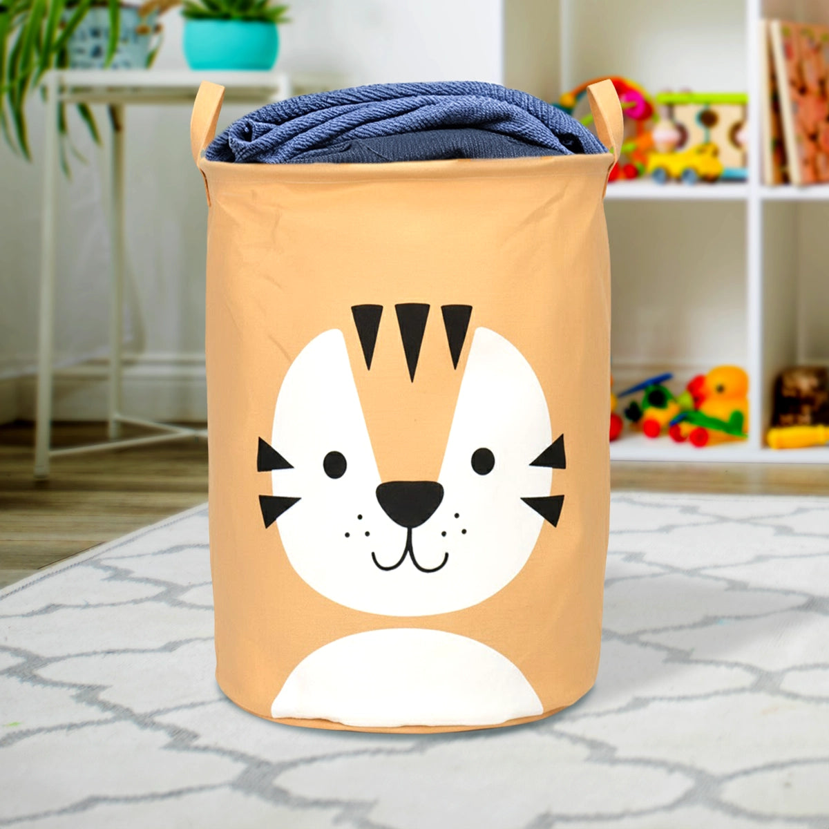 Cesto de Lavandería, Diseño Tigre, Color Durazno