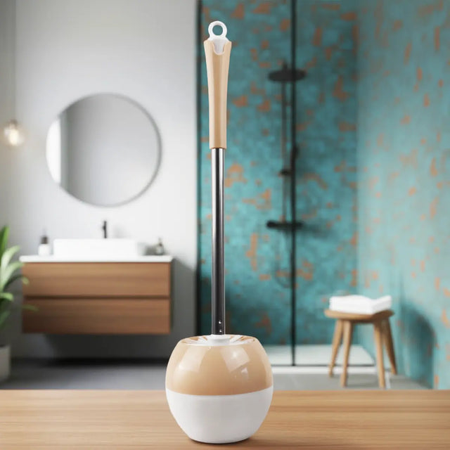 Cepillo con Base para Baño, Color Beige