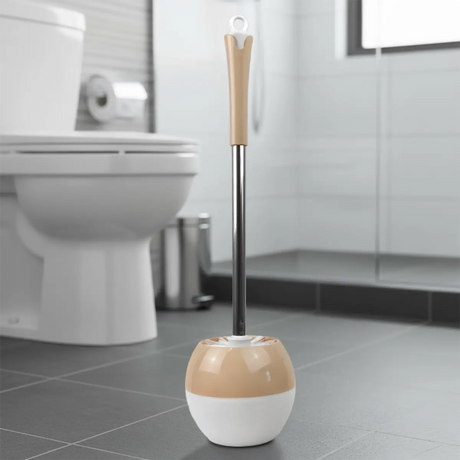 Cepillo con Base para Baño, Color Beige