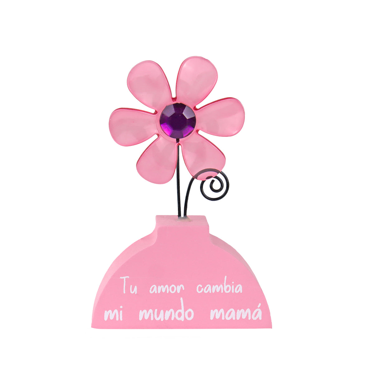Flor Decorativa para Mesa, "Tu amor cambia mi mundo mamá", Color Rosa