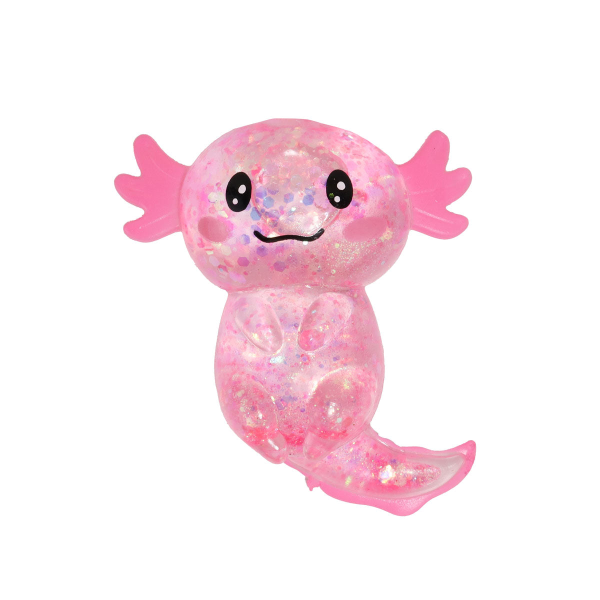 Squishy Ajolote con Glitter, Color Rosa