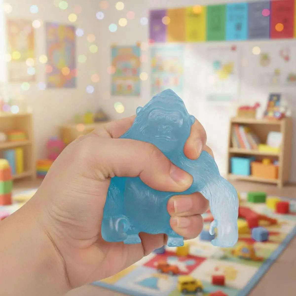 15 12TOY SQUISHY GORILA TRANSPARENTE 1PZAZUL