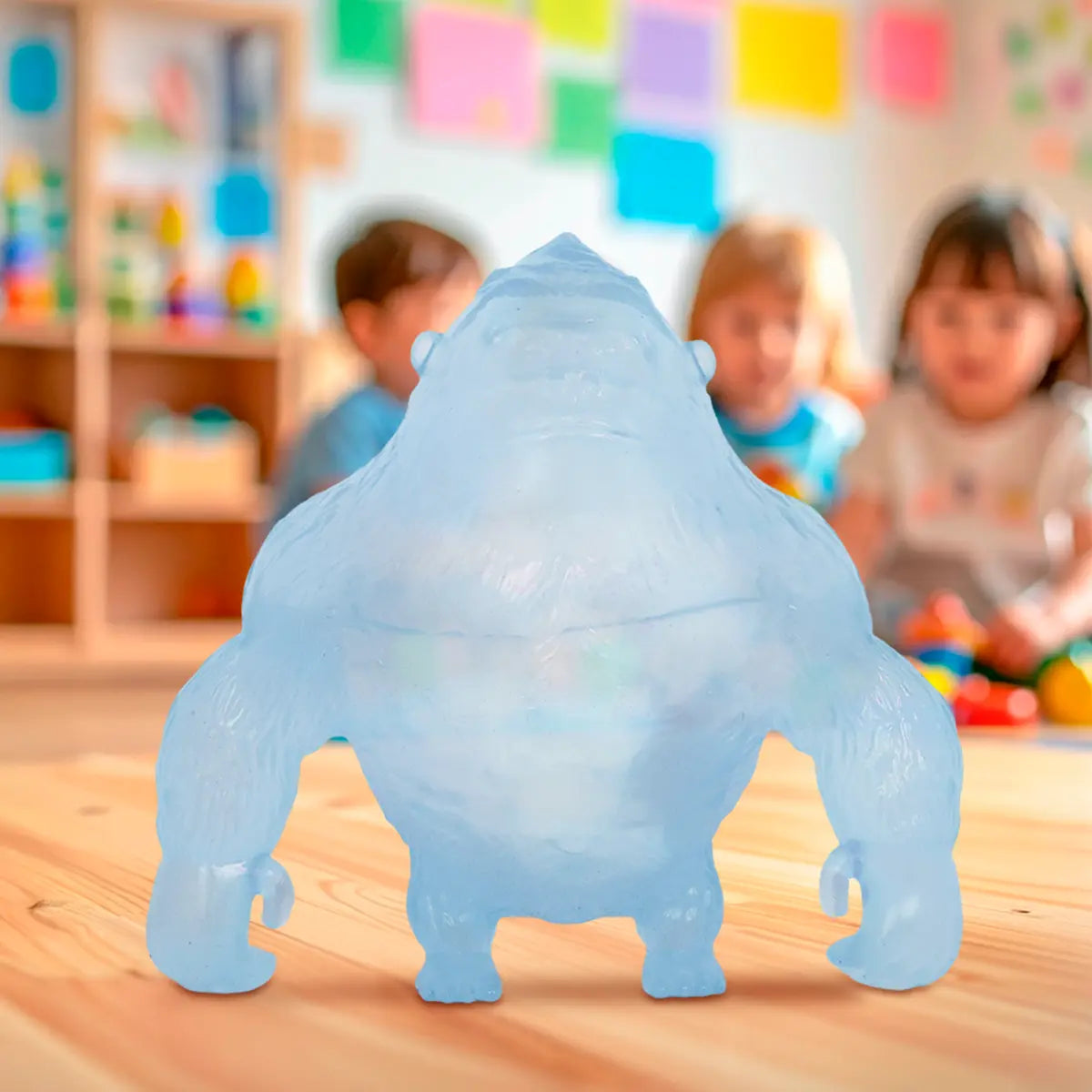 15 12TOY SQUISHY GORILA TRANSPARENTE 1PZAZUL
